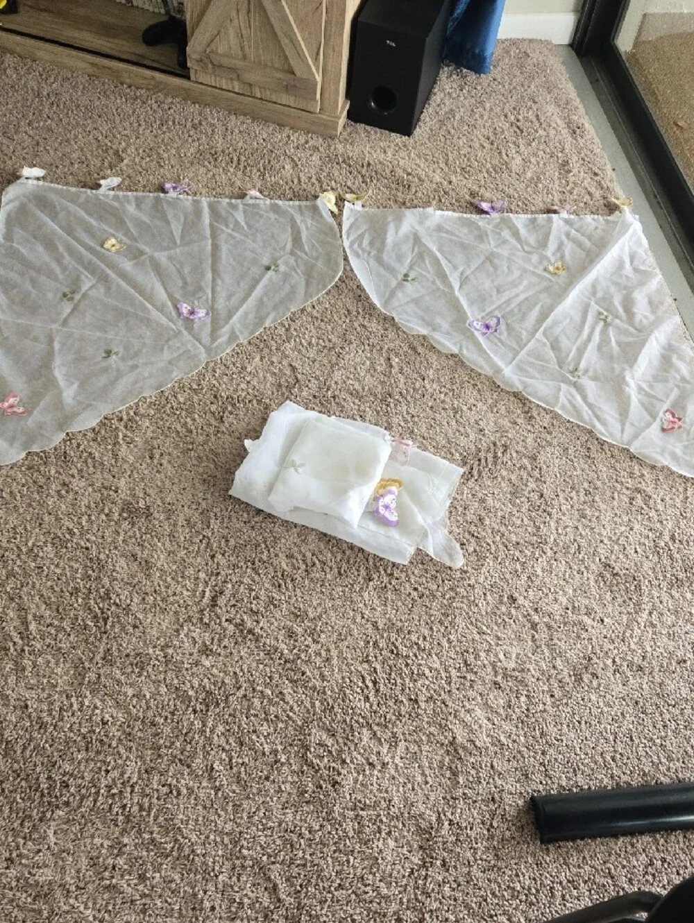 Sheer White Butterfly Scalloped Valance Set